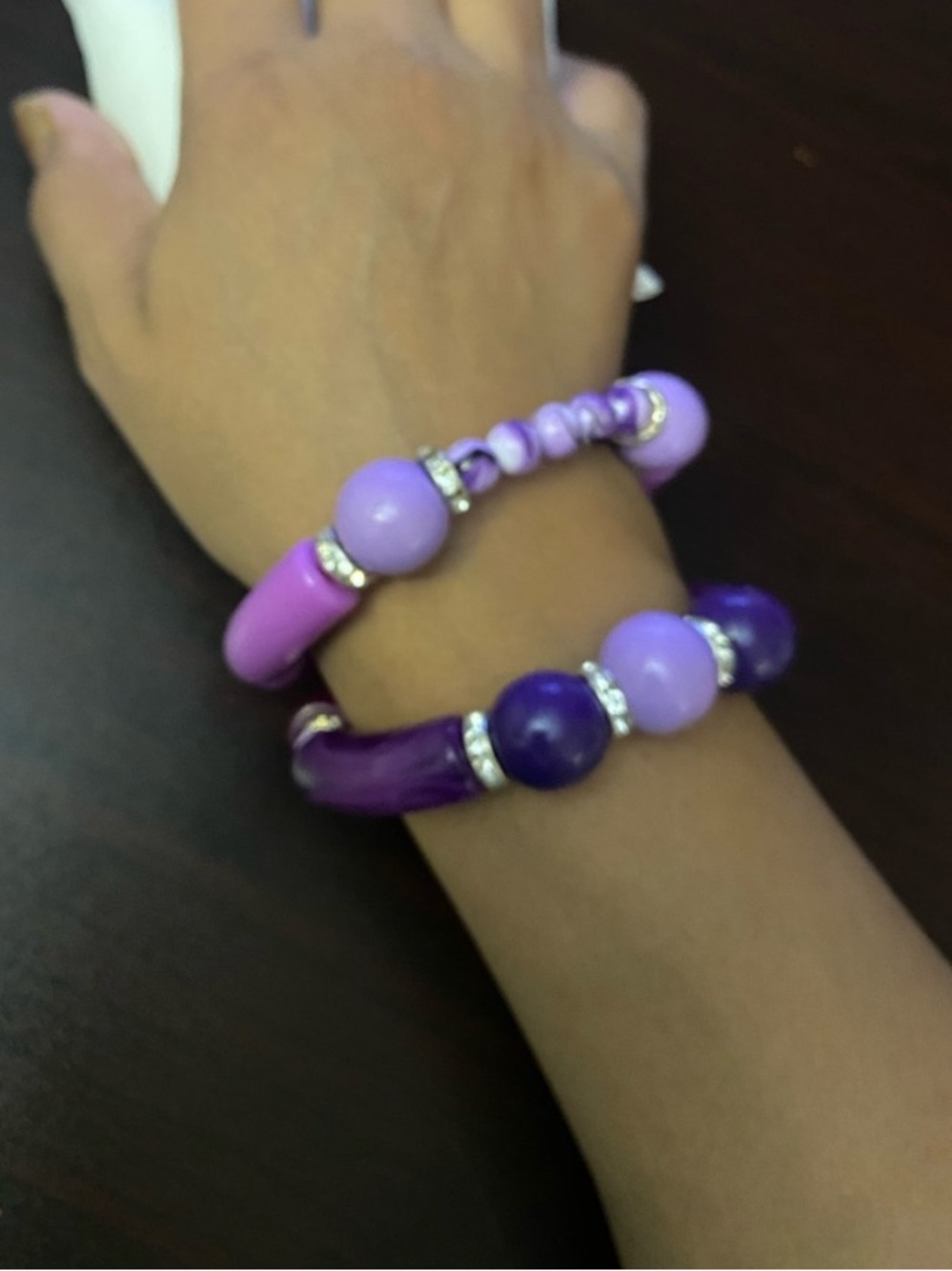 Purple Bead Stretch bangles Bracelet Set - Women's Jewelry
